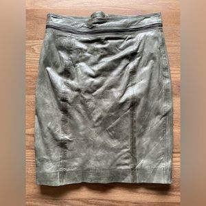 GESTUZ khaki green leather skirt. Only worn once!